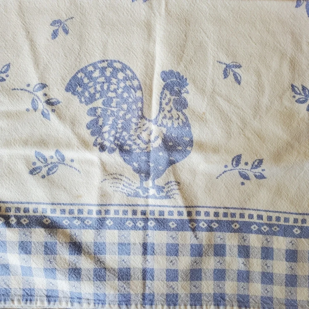 Vintage Farmhouse Hand Towel Blue Rooster 16x24 Inch